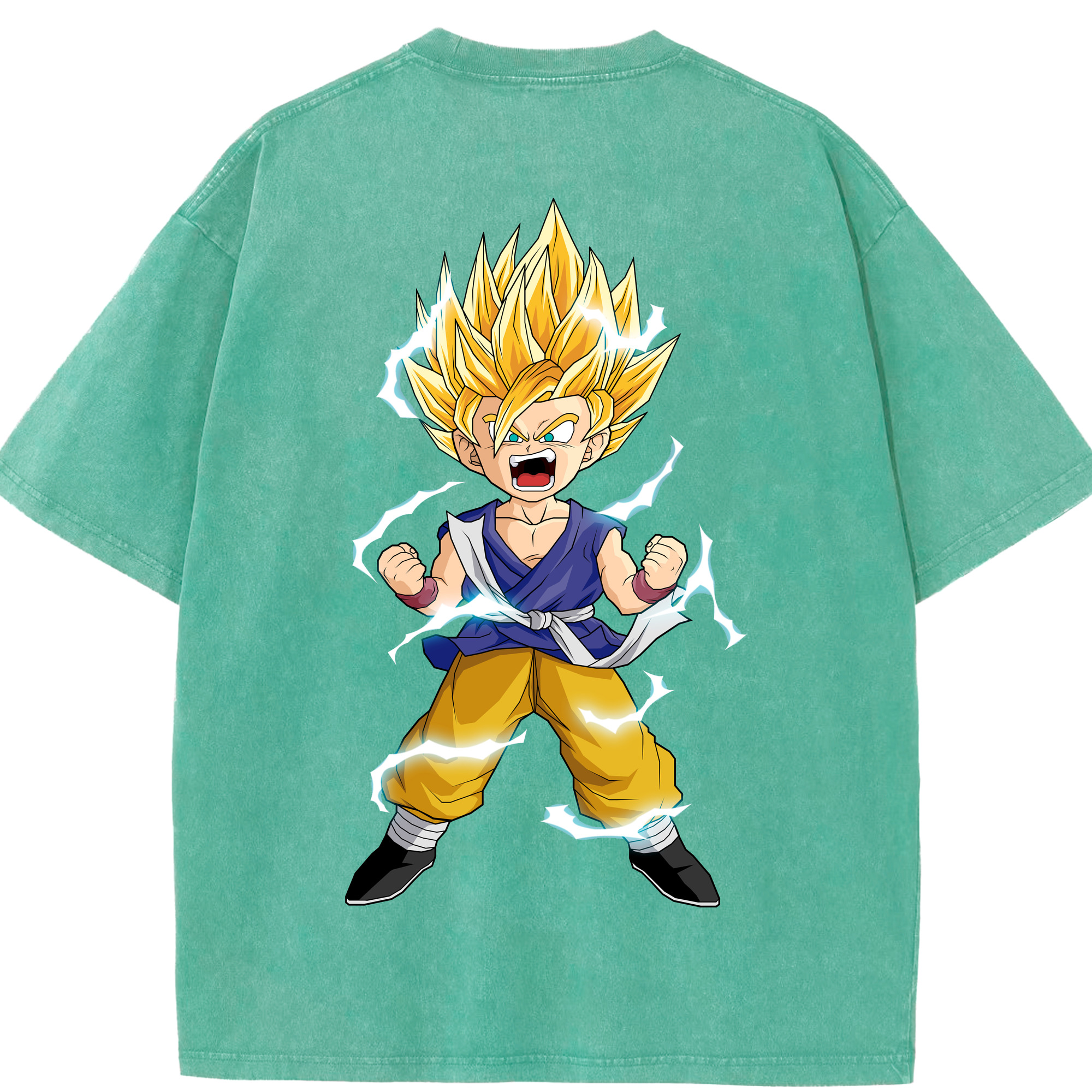 （画像用） ドラゴンボール 孫 悟飯（そんごはん）DRAGON BALL Son Gohan 綿100% ヴィンテージ風 半袖Tシャツ（背面プリント）